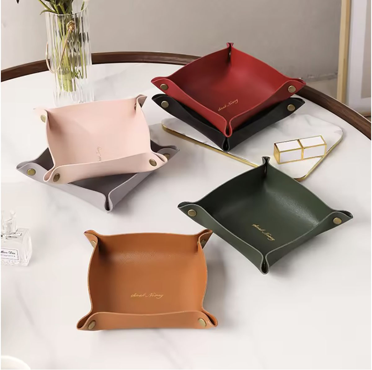 Women Accessories Organizer - Bandeja de almacenamiento de cuero de